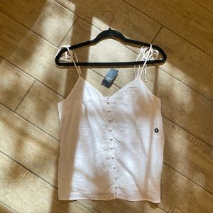 Abercrombie White Linen Blouse Tank Top with Buttons